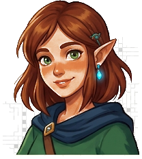 Archivist Maren — thinking pose